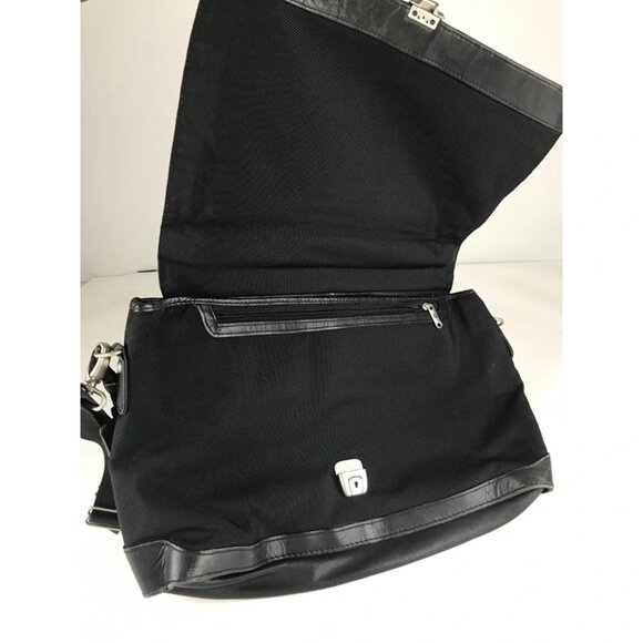 Samsonite Unisex Black Leather Pockets Dividers Detachable‎ Strap Laptop Bag - Picture 8 of 11